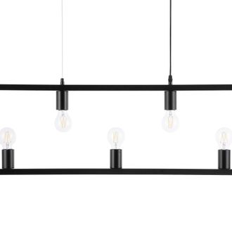 Beliani L&aacute;mpara Colgante De Metal Negro 127 Cm Con Marco Rectangular 5 Bombillas Modernas Bayas