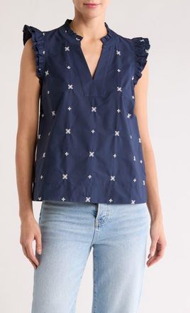 Gibsonlook Decked Out Sleeveless Top in Navy Embroidered at Nordstrom, Size Xx-Small
