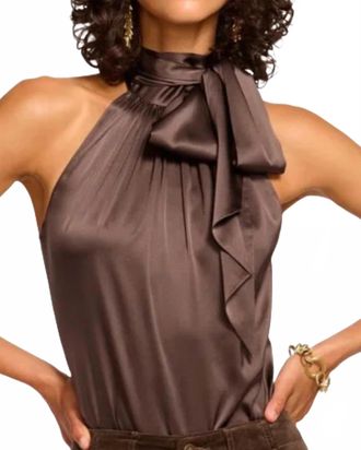 Ramy Brook Lori Silk High Neck Tank In Boho Brown