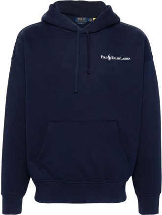 Polo Ralph Lauren logo-print drawstring hoodie - men - Recycled Polyester/Recycled Polyester/Cotton/Cotton - S - Blue