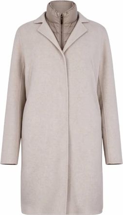 Moorer Womens Notched Panel Layered Overcoat In Sandbeige