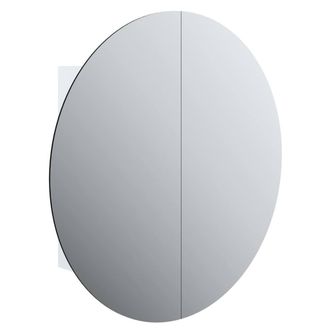 Berkfield Home Bathroom Cabinet with Round Mirror&LED White 54x54x17.5 cm