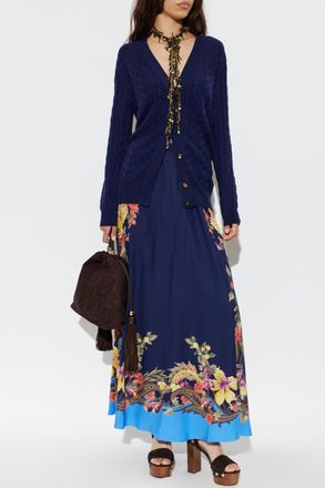 Etro Silk Skirt, Womens, Navy Blue