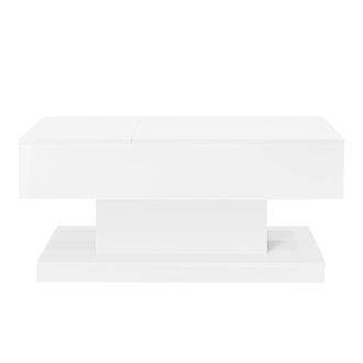 Urban Meuble Mesa de centro elevable blanca con iluminaci&oacute;n led y 1 caj&oacute;n
