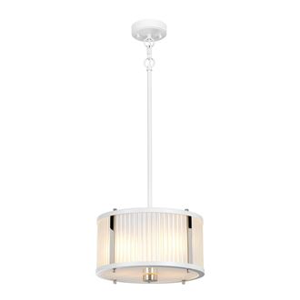 Loops 2 Bulb Ceiling Pendant White Satin Painted Highly Polished Nickel LED E27 60W in Metallics
