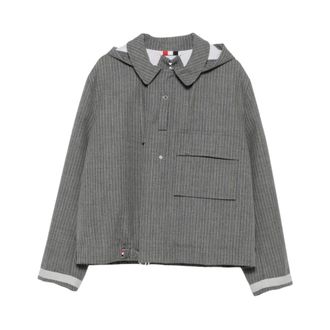 Thom Browne Jassen, Heren, Grijs, L, Katoen, Hooded Mariner Jacket