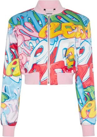 Philipp Plein Satijnen Cropped Bomber - Dames - Bomber jackets - Veelkleurig - M - Satijn - Jassen