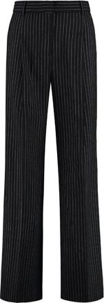 Michael Kors Pinstripe Wijde Broek - Dames - Wijde Broeken - Zwart - M - Wol - Broeken