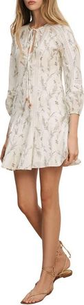 Veronica Beard Ollian Floral Cotton & Silk Minidress in Dove Multi at Nordstrom, Size 10