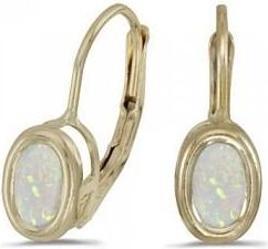Allurez Bezel-Set Oval Opal Lever-Back Earrings 14k Yellow Gold