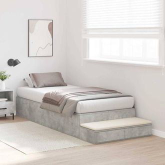 Berkfield Home Storage Bed Frame Concrete Grey 90x200 cm