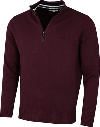 Calvin Klein Mens 1/2 Zip CK Golf Sweater - French Burgundy Sport - XXXXXL