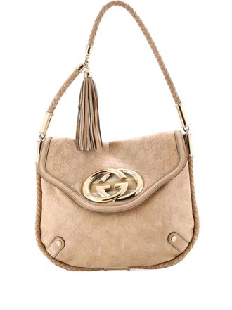 Gucci Britt Tassel Flap Bag Guccissima Leather Medium shoulder bag - Neutrals