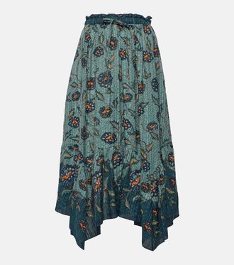 Ulla Johnson Falda midi asim&eacute;trica Alice de algod&oacute;n