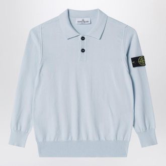 Stone Island Light blue cotton knit polo