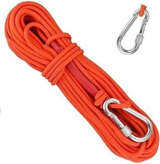 OEM Corda Da Arrampicata In Polipropilene Intrecciato Da 20 M - Resistente Allusura, Alla Corrosione E Ai Raggi Uv - Moschettone In Lega Di Alluminio Incl