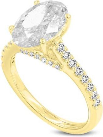 LuvMyJewelry Tasia 14K Gold Oval Lab Grown Diamond Engagement Ring - 3.4 Ct in 14K Yellow Gold at Nordstrom, Size 5.5