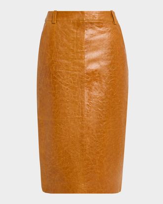 Co Tailored Crinkle Leather Pencil Skirt