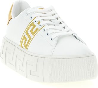 Versace Womens Gold Nylon Platform Sneakers