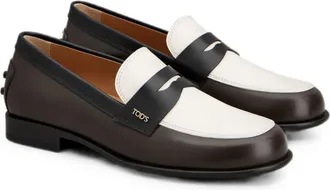 Tod's Leather Color-Block Loafer - Brown