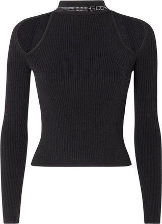 GCDS Bling Gebreide Top - Dames - Ronde hals truien - Zwart - L - Polyester - Truien & Vesten