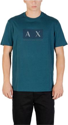 A|X Armani Exchange T-Shirts, male, Green, Size: L Printed Short Sleeve Round Neck T-Shirt