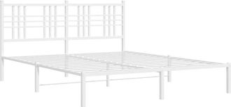vidaXL Metal Bed Frame without Mattress with Headboard White 150x200cm Vidaxl