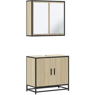vidaXL Vidaxl - Set De Muebles De Ba&ntilde;o 2 Pzas Madera Contrachapada Roble Sonoma