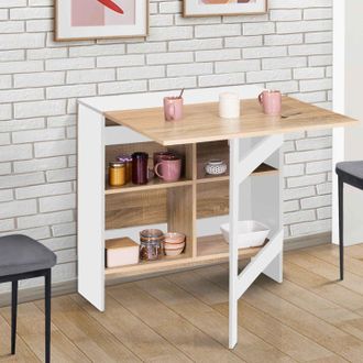 IDMarket Consola Plegable Edi Para 2-6 Personas Con Tablero De Madera Blanca Y Aspecto De Haya 150 X 80 Cm