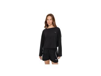 Puma Cloudspun Ribbed Slouchy Long Sleeve T-Shirts Womens Clothing Puma Black : MD, Elastane/Modal/Polyester