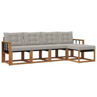 vidaXL Conjunto De Sof&aacute;s De Exterior 5 Pcs Gris Natural Y Claro Vidaxl