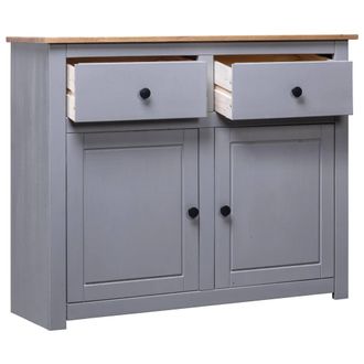 Berkfield Home Sideboard Grey 93x40x80 cm Solid Pinewood Panama Range | Size: 93 x 40 x 80 cm