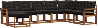 vidaXL Conjunto De Sof&aacute;s De Exterior 8 Uds. Natural Y Negro Vidaxl