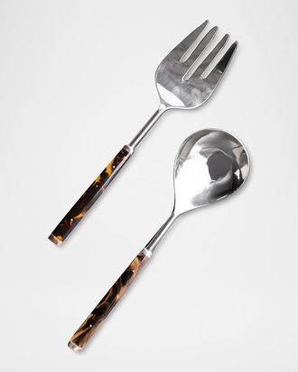 Beatriz Ball 2-Piece VIDA Tortoise and Gold Stainless Salad Servers