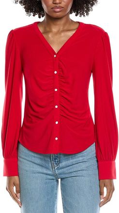 CeCe by Cynthia Steffe Cece V-Neck Button Down Shirred Blouse