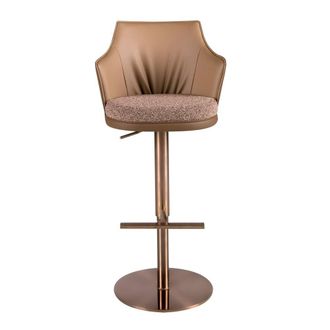 Angel Cerd&aacute; Fabric Swivel Bar Stool with Leatherette Backrest in Brown
