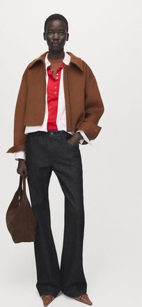 Mango Giacca lana collo camicia marrone medio - Donna - XXS - MANGO