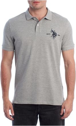 U.S.Polo Association Sportieve Polo Shirt met Driekleurig Detail - Heren - Polos - Grijs - 2XL - Katoen - Tops
