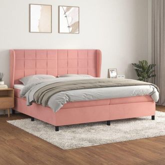 vidaXL Vidaxl - Cama Box Spring Con Colch&oacute;n Terciopelo Rosa 200x200 Cm