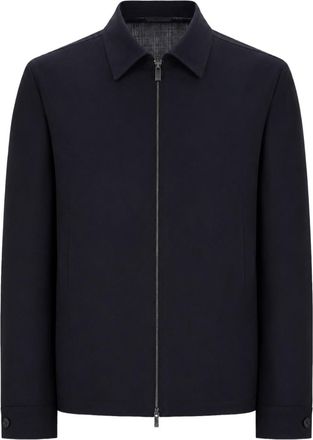 BOSS Minimalist Black Virgin Wool Jacket With Clean Zipper Closure