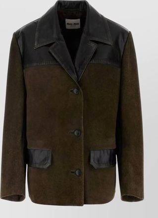 Miu Miu suede jacket notch lapel long sleeves