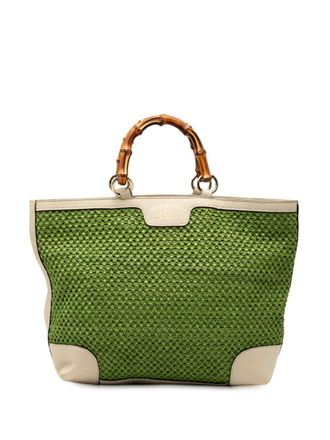 Gucci 2000-2015 Large Raffia Bamboo Shopper tote bag - Green