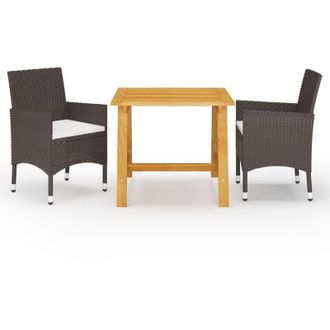 vidaXL Juego De Comedor De Jard&iacute;n De 3 Piezas Marr&oacute;n Vidaxl