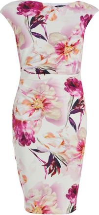 Swing Scuba Day Dress met Draperie - Dames - Korte kleedjes - Veelkleurig - S - Leer - Kleedjes