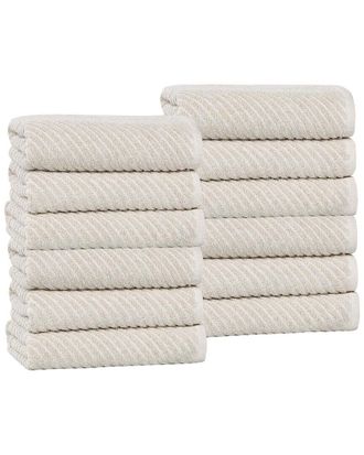 Superior Set of 12 Amelia Medium Weight Diagonal Stripes Washcloths