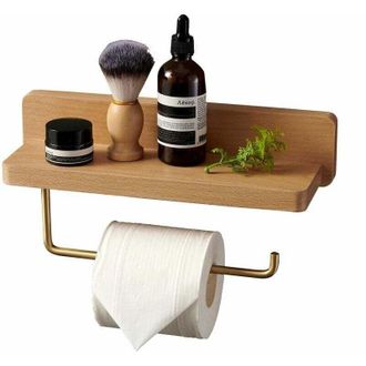 OEM Portarrollos Doble Para Papel Higi&eacute;nico - Madera Maciza De Haya - Montaje En Pared Autoadhesivo - Esquinas Redondeadas - Soporte Decorativo Para Rollo