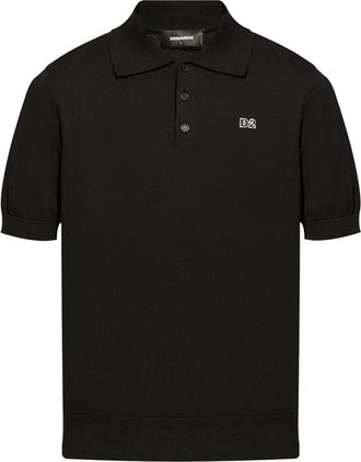 Dsquared2 logo patch polo shirt - men - Cotton - S - Black