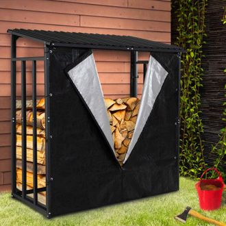 IDMarket Cobertizo De Acero Galvanizado Para Troncos L.190 Cm Con Cubierta Protectora De 150 Gr