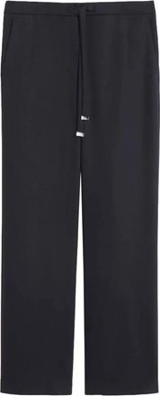 Max Mara Wool Gabardine Broek - Dames - Wijde Broeken - Blauw - XL - Wol - Broeken