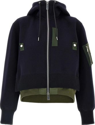 sacai Sudadera con capucha Sponge Sweat y sarga de nailon - Sweatshirts & Hoodies - Mujer - Azul - L